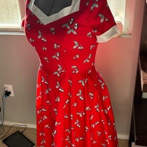 Elegant Red Floral Dress